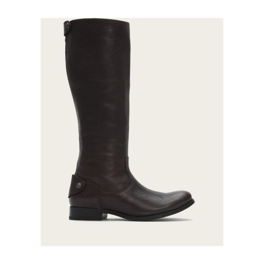 FRYE DARK BROWN MELISSA BUTTON BACK ZIP LEATHER BOOTS Women's 6.5B